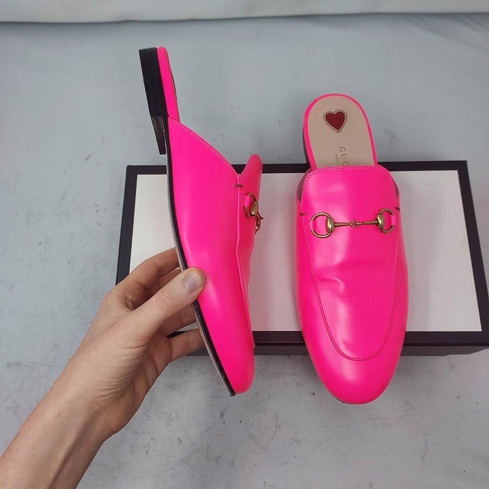 Gucci Hot Pink Horsebit Princetown Slide Mule - Picture 3 of 10